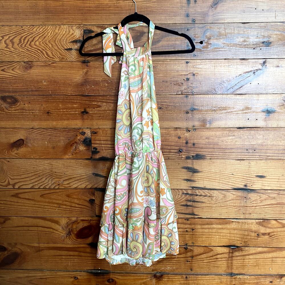 Flying Tomato Colorful Paisley Halter Mini Dress size Small